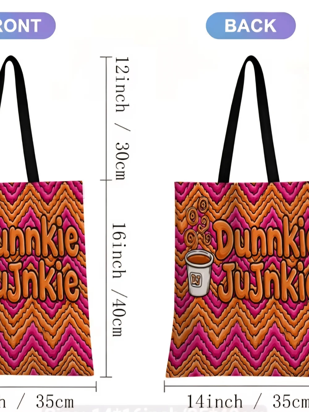 Dunnkie JuJnkie Pink & Orange Tote Bag by
